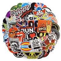 Waterproof Vinyl Stickers for Laptop Water Bottles Hydro Flask Motorcycle Bicycle Skateboard Luggage Car Bumper Guitar Decals (100 Pcs Rock Music Retro Band Style Stickers)