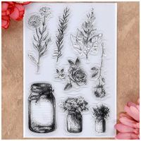 KWELLAM Flowers Leaves Bottle Chrysanthemum Sun Flower Rose Clear Stamps for Card Making Decoration and DIY Scrapbooking
