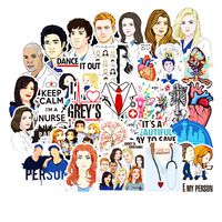 Grey's Anatomy Stickers/Decals (New) (50 pcs) of American TV Series for Laptop Skateboard Snowboard Water Bottle Phone Car Bicycle Luggage Guitar Computer PS4 (Grey2)