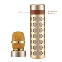 Bluetooth Speaker/Karaoke Effects Detachable Microphone/MP3 Player w SD Card (Golden)
