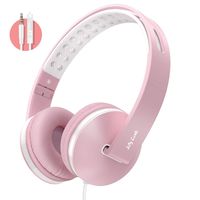 Kids Headphones for Girls, Jelly Comb Girls Lighhtweight Foldable Stereo Bass Kids Headphones with Microphone, Volume Control for Cell Phone, Tablet, Laptop, MP3/4- for Aged 6 or Above (Pink)
