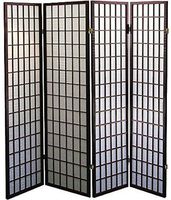 Legacy Decor 4 Panel Japanese Oriental Style Room Screen Divider Espresso Color