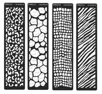 CrafTreat Stencil - Zebra Skin, Cheetah Skin, Snake Skin and Giraffe Skin (4 pcs) - Reusable Painting Template for Cake Decoration, Home Decor, Crafting, DIY and Printing on Paper, Tile 3x12 inches
