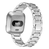 bayite Bling Bands Compatible with Fitbit Versa/Versa 2 for Women, Dressy Metal Bracelet Rhinestone Jewlery Wristband, Silver