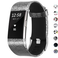 SKYLET for Fitbit Charge 2 Bands, Silicone Replacement Bands for Fitbit Charge 2 Accessory Wristbands (No Tracker)[Black Auspicious Cloud, Large]