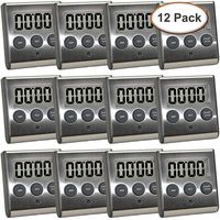 Elegant Digital Kitchen Timer - Stainless Steel Model eT-23, SUPER Strong Magnetic Back, Loud Alarm, Large Display, Auto Memory, Auto Shut-Off (12-Pack eT-23)