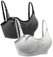Suekaphin 2PACK Nursing Bra Wireless Bra Women's Sleeping Maternity Bra Breastfeeding Bra,Small,Sort CC-A