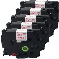 NEOUZA 5PK Compatible for Brother P-Touch Laminated Tze TZ Label Tape Cartridge 24mm x 8m (TZe-252 Red on White)