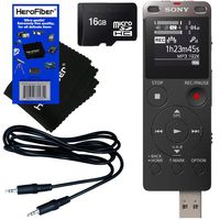 Sony ICD-UX560 Stereo Digital Voice Recorder with Direct USB & Built-in 4GB + 16GB Micro SDHC Memory Card + Auxiliary Cable + HeroFiber Ultra Gentle Cleaning Cloth
