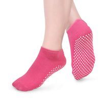 Non Skid Slip Sticky Grippers Socks Pilates Ballet Barre Yoga Socks for Women (07 Rose Red)