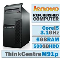 Lenovo ThinkCentre M91p MT/Core i5-2400 @ 3.1 GHz/6GB DDR3/500GB HDD/DVD-RW/WINDOWS 10 PRO 64 BIT (Renewed)