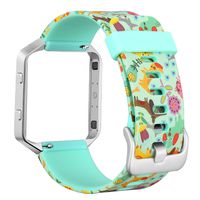 Mosstek Bands Compatible with Fitbit Blaze with Stainless Steel Frame, Soft Silicone Replacement Wristband Compatible Fitbit Blaze Smart Fitness Watch with Fantastic Pattern Design Print