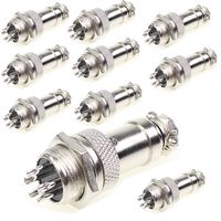 Aviation Plug Connector 10 Pairs Male Female Panel Metal Wire Connector 16mm Socket (5 Pins 10-Pack)