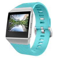 UMTELE Compatible for Fitbit Ionic Bands, Silicone Band Soft Flexible Sport Strap Accessories Bracelet with Dual Buckle Replacement for Fitbit Ionic Smart Watch, Small, Teal