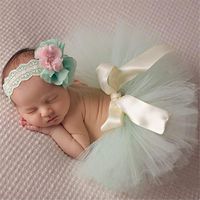 OrliverHL Newborn Baby Girls Tutu Skirt Knitted Crochet Clothes Photography Props Outfits,Light Green ,S