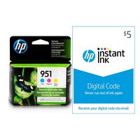HP 951 Ink Cartridges | 3 Color Cartridges | Plus $5 Instant Ink Prepaid Code