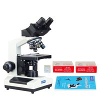 OMAX Lab Binocular Compound Microscope 40X-2000X w Blank Slides+Cover Slips+Lens Cleaning Paper