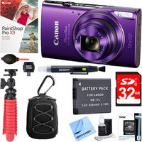 Canon PowerShot ELPH 360 HS Digital Camera (Purple) + 32GB Deluxe Accessory Bundle