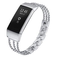 fastgo Compatible for Fitbit Charge 3 Bands, Premium Stainless Steel Replacement Wristbands Classy Sport Bracelet Band for Women and Girls (Silver)