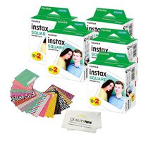 Fujifilm Instax Square Instant Film and Stickers for The Fujifilm instax Square Instant Camera + Quality Photo Microfiber Cloth. 100 Films