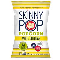 SkinnyPop White Cheddar Popped Popcorn, Individual Bags, Gluten Free Popcorn, Non-GMO, Healthy Snacks, 4.4oz (Pack of 12)