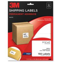 3M Permanent Adhesive Shipping Labels, 3.33 x 4 Inches, White, 150 per Pack (3200-U)