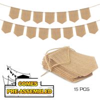 PAKBOOM 15pcs Hand-Painted DIY Burlap Banners - for Kid Adults Party Decor