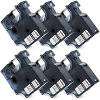 Replace DYMO 18444 Rhino Industrial Permanent Vinyl Label Tapes, Black on White, Work with Rhino 4200 5200 5000 6000 Label Makers, 1/2 Inch x 18 Feet, 6-Pack