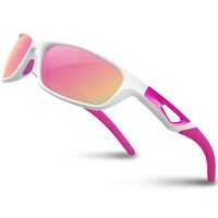 RIVBOS Polarized Sports Sunglasses Driving Glasses Shades for Men TR90 Unbreakable Frame for Cycling Baseball RB831 (White&Pink)