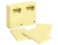 Post-it Notes, 4 in x 6 in, Canary Yellow, Lined, 12 Pads/Pack, 100 Sheets/Pad (660)