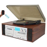 Boytone BT-38SM Bluetooth Classic Turntable Record Player System, AM/FM Radio, CD / Cassette Player, 2 Built-in Stereo Speakers, Record from Vinyl, Radio, and Cassette to MP3, SD Slot, USB, AUX.