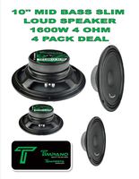 (4) Timpano TPT-MB10 Slim 10" 4 Ohm 1600W Mid Bass Loudspeaker 2 Pair