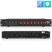 PDU Power Strip Surge Protector - 150 Joule 8 Outlet Strips Surge Protector Heavy Duty Electric Extension Cord, Rack Mount Protection Power Outlet W/ 8 Front Switch, 4 USB Charge Ports - Pyle PDBC90