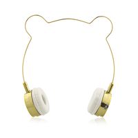 Lux Accessories Gold Bear Headphones Wire Frame Horns Headset w Microphone
