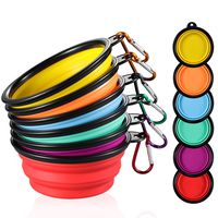 ME.FAN Collapsible Dog Bowl [6-Pack] Travel Portable Dog Bowl(12oz) Silicone Foldable Travel Bowl/Pet Food Bowl/Cat Water Bowl/Silicone Pet Expandable Bowls + 6 Carabiners Per Set (Black Rimmed