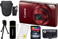 Canon PowerShot ELPH 190 is 20.2MP 10x Zoom Wi-Fi Digital Camera (Red) + 32GB Card + Reader + Case + Accessory Bundle