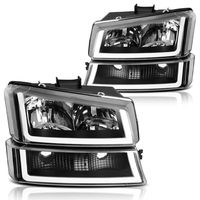 AUTOSAVER88 Headlight Assembly kit for 2003 2004 2005 2006 Chevy Avalanche Silverado 1500 2500 3500/2007 Chevrolet Silverado Classic Pickup Headlamp,Black Housing Clear Lens and Reflector