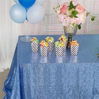 B-COOL Sequin Tablecloth Rectangle Baby Blue Shimmer for Wedding Christmas Birthday Decoration 50x50 Inch