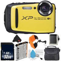 Fujifilm FinePix XP90 Yellow Waterproof Digital Camera Bundle with 32GB Memory Card, Carrying Case More (International Version)