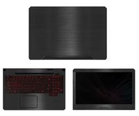 decalrus - Protective Decal for Asus TUF Gaming Laptop FX504 (15.6" Screen) Laptop Black Texture Brushed Aluminum Skin case Cover wrap BAasusTUF15_Fx504Back