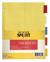 School Smart Index Tabs With 3 Hold Punch, 8-1/2 x 11 Inches, 5 Assorted Color Tabs on Blank Inserts