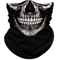 Obacle Motorcycle Face Mask Sun UV Dust Wind Protection Tube Mask Seamless Bandana Skeleton Face Mask for Men Women Bike Riding Cycling Biker Outdoor Festival (Skull Neat Teeth Black Face)