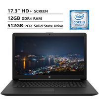 HP Notebook 17.3" HD+ Screen Laptop. Intel Core i5-8265U Up to 3.9GHz, 12GB DDR4 RAM, 512GB PCIe Solid State Drive, Wi-Fi+Bluetooth Combo, HDMI, USB 3.0, RJ-45, DVD-RW, Windows 10, Black