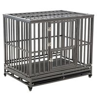 LUCKUP Heavy Duty Dog Cage Strong Metal Kennel and Crate for Medium and Large Dogs, Pet Playpen with Four Wheels,Easy to Install,46 inch,Black ... ...