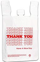 Red Thank You Plastic Shopping t-Shirt Bags - Bulk Reusable Bag with Handles - 308 Pcs