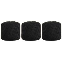 3 Ball Pack Threadart 100% Pure Cotton Crochet Thread - SIZE 3 - Color 13 - BLACK -2 sizes 27 colors available