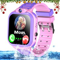 Kids Waterproof Smart Watch GPS/LBS Tracker for 3-12 Years Boys Girls Smart Watch Phone with SOS Two Way Call Micro Chat Camera Anti-Lost Math Game Touch screen Games Christmas Birthday Gifts (Pink)