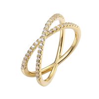 PAVOI 14K Gold Plated X Ring CZ Simulated Diamond Criss Cross Ring (9, Yellow)