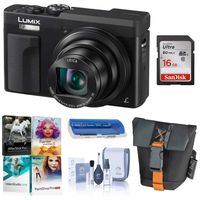 Panasonic LUMIX DC-ZS70K, 20.3 Megapixel, 4K Digital Camera, Touch Enabled 3-inch 180 Degree Flip-Front Display, 30X Zoom (Black), Bag, 16GB SDCard, Corel PC Software, Cleaning Kit, Card Reader