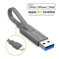 Lightning Flash Drive 64GB USB 3.0 Storage Stick, ZeroLemon iMemStick 3.0 2-in-1 Lightning Flash Drive-Storage Backup Charging Cable All-in-One External Storage for iPhone/iPad/PCs/Mac Computers- Grey